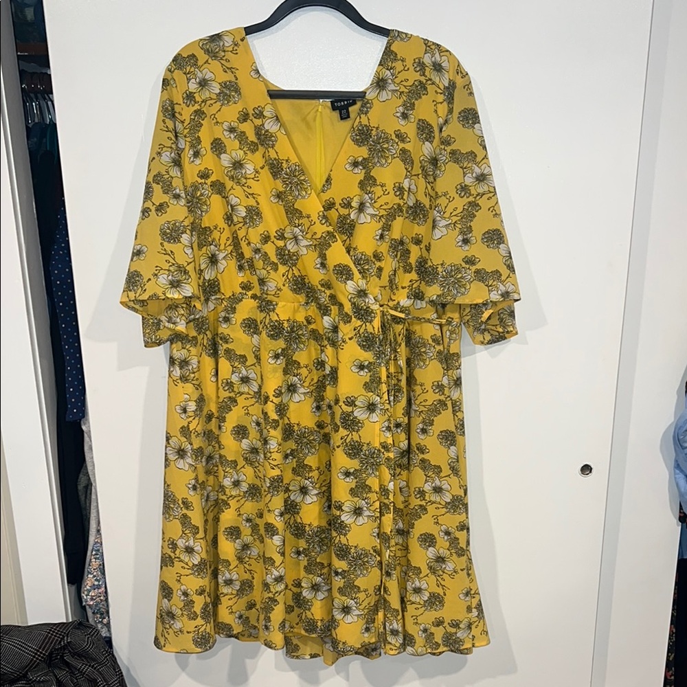 Torrid Yellow Ruffled Tiered Midi Dress
